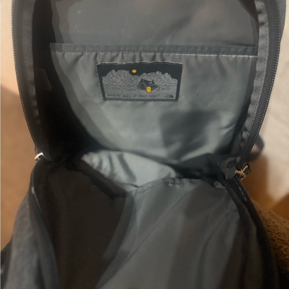 The North Face Jester Heather Gray Backpack with Purple Bungee - Picture 4 of 5